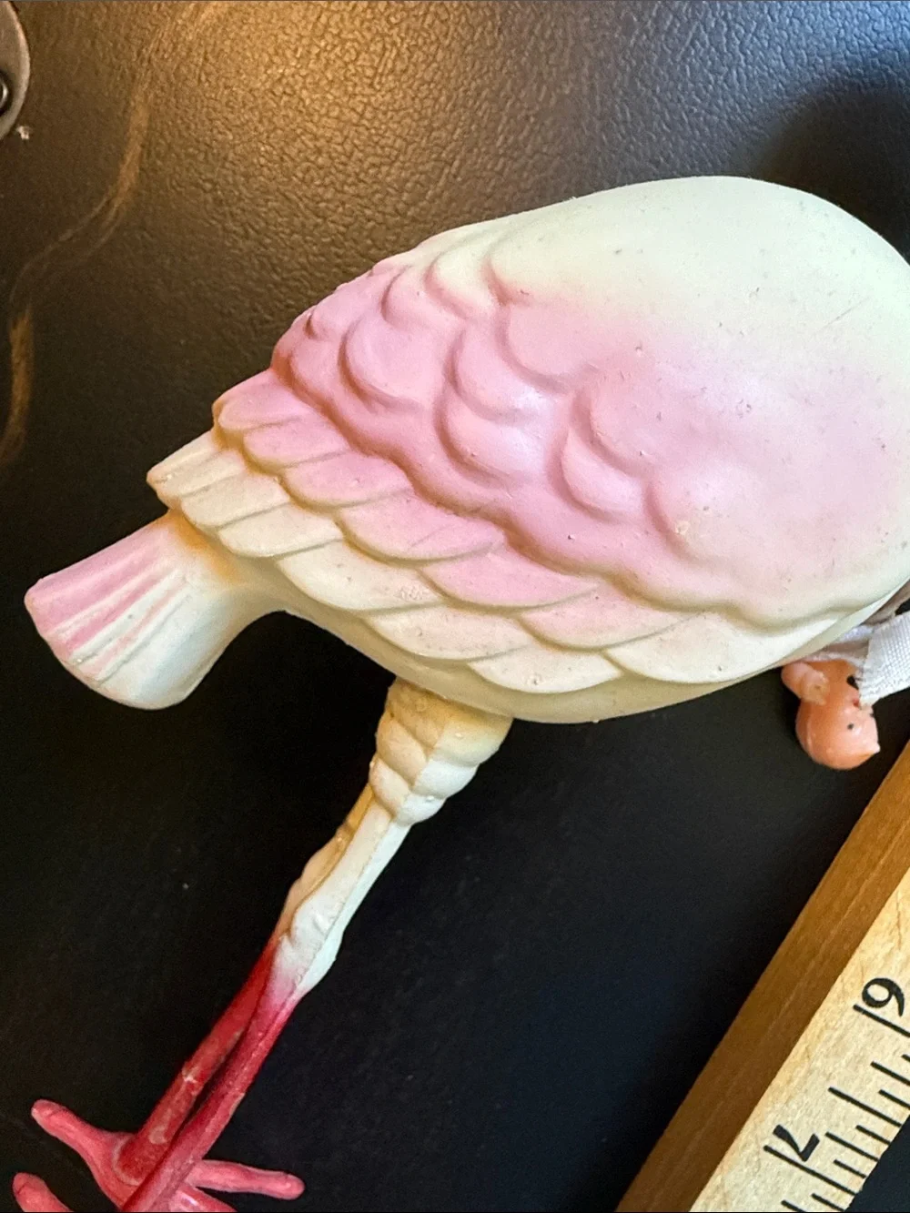 Vintage baby shower White & Pink Stork Figurine with Red Beak as-is
